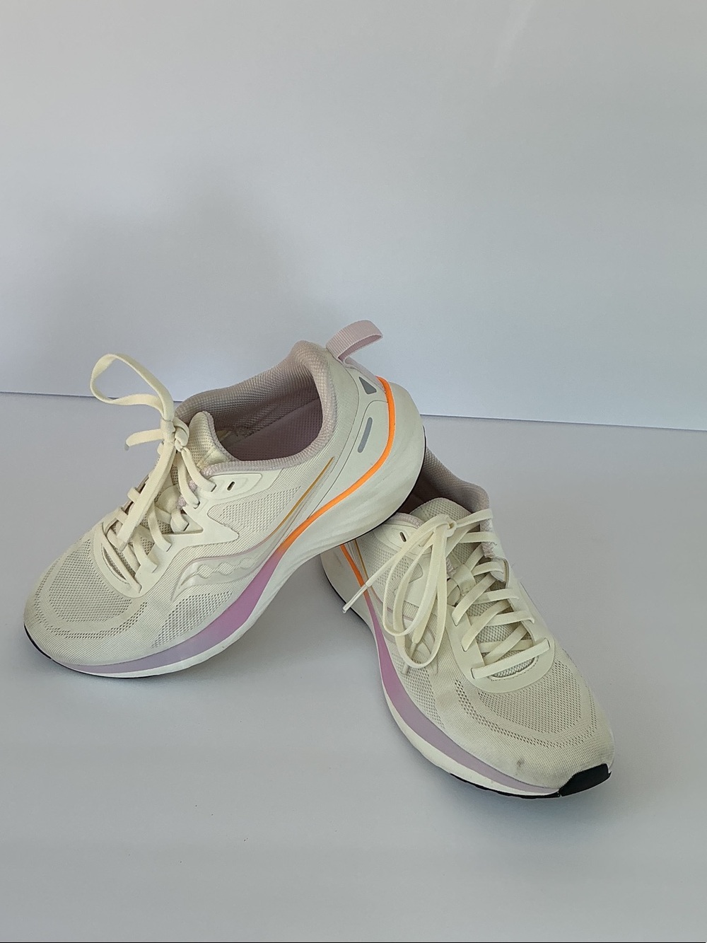 Saucony Women's Cream Running Sneakers with Pastel Pink and Orange Accents
